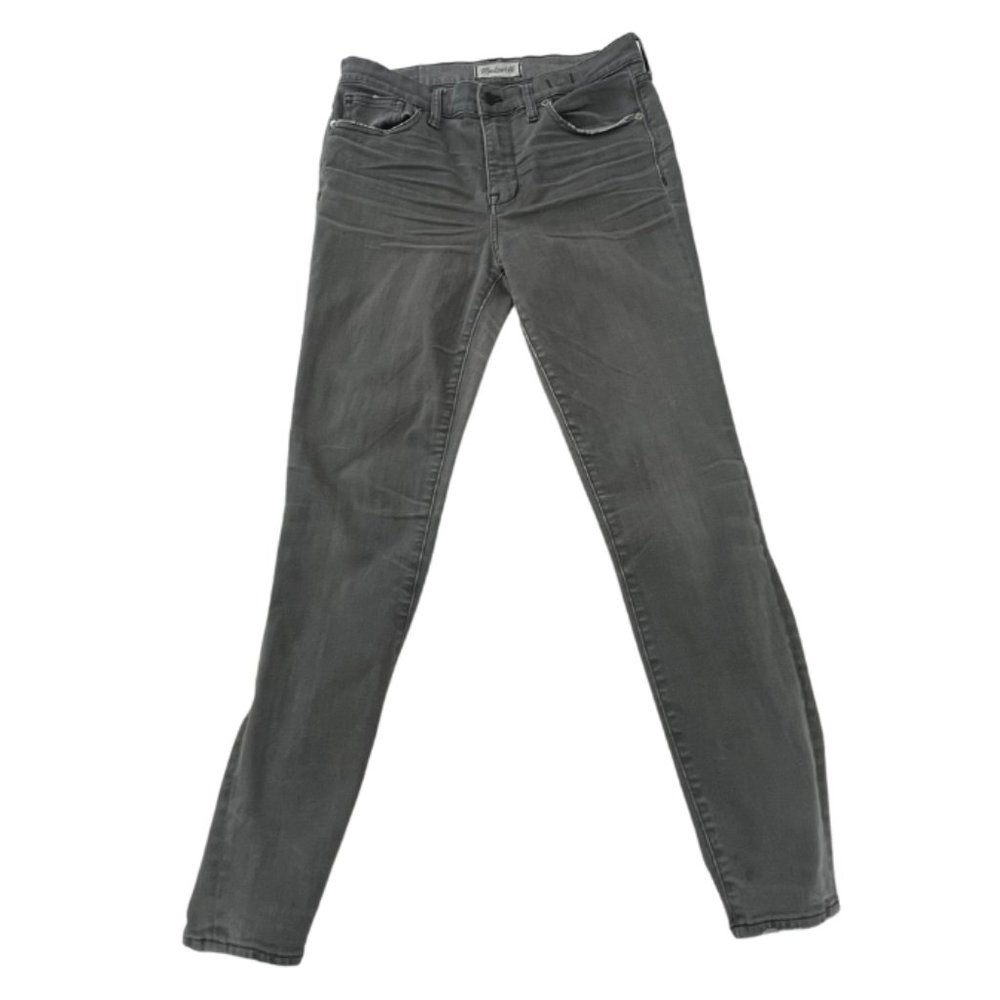 Designer Light Grey Madewell High Riser Skinny Jeans Dusty Wash SIZE 24 - Picture 2 of 8